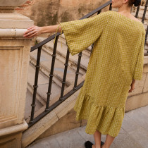 Custom Plaid Print Linen Dress Manufacturer | Linenwind