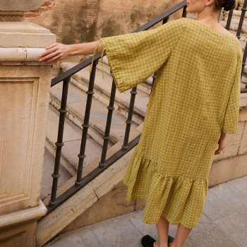 Custom Plaid Print Linen Dress Manufacturer | Linenwind