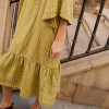 Custom Linen Oversized Plaid Print Dress Manufacturer | Linenwind