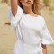 Custom Linen Wrap Ruffle Sleeve Mini Dress Manufacturer | Linenwind