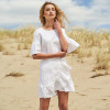 Custom Linen Wrap Ruffle Sleeve Mini Dress Manufacturer | Linenwind