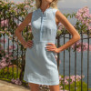 Custom Linen Half Cardigan Button Mini Skirt Manufacturer | Linenwind