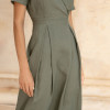 Custom Linen Short Sleeve Waist Dress Manufacturer | Linenwind