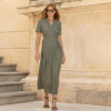 Custom Linen Short Sleeve Waist Dress Manufacturer | Linenwind