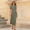 Custom Linen Short Sleeve Waist Dress Manufacturer | Linenwind