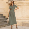 Custom Linen Short Sleeve Waist Dress Manufacturer | Linenwind