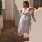 Customized linen sleeveless V-neck wrap dress Manufacturer | Linenwind