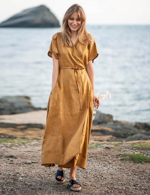 Customized plus size wrap dress Manufacturer | Linenwind