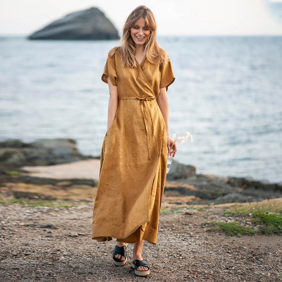 Customized plus size wrap dress Manufacturer | Linenwind