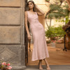 Custom Linen Square Neck Button Midi Dress Manufacturer | Linenwind