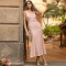 Custom Linen Square Neck Button Midi Dress Manufacturer | Linenwind