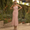 Custom Linen Square Neck Button Midi Dress Manufacturer | Linenwind