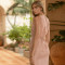 Custom Linen Square Neck Button Midi Dress Manufacturer | Linenwind