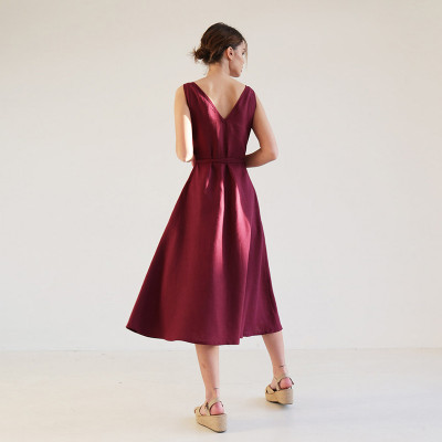 Custom Sleeveless V Neck Linen Dress Manufacturer | Linenwind