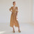 Custom Linen V Neck Puff Sleeve Dress Manufacturer | Linenwind