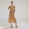 Custom Linen V Neck Puff Sleeve Dress Manufacturer | Linenwind