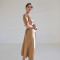 Custom Linen V Neck Puff Sleeve Dress Manufacturer | Linenwind