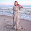 Customized linen V-neck slit lace-up maxi dress Manufacturer | Linenwind