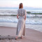 Customized linen V-neck slit lace-up maxi dress Manufacturer | Linenwind
