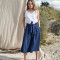 Custom Linen 3/4 Wide Leg Pants High Waist Tie Manufacturer | Linenwind