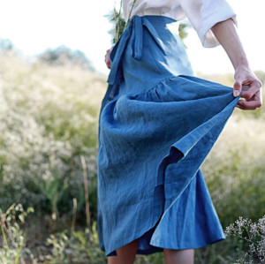 Customized casual linen lace up skirt Manufacturer | Linenwind