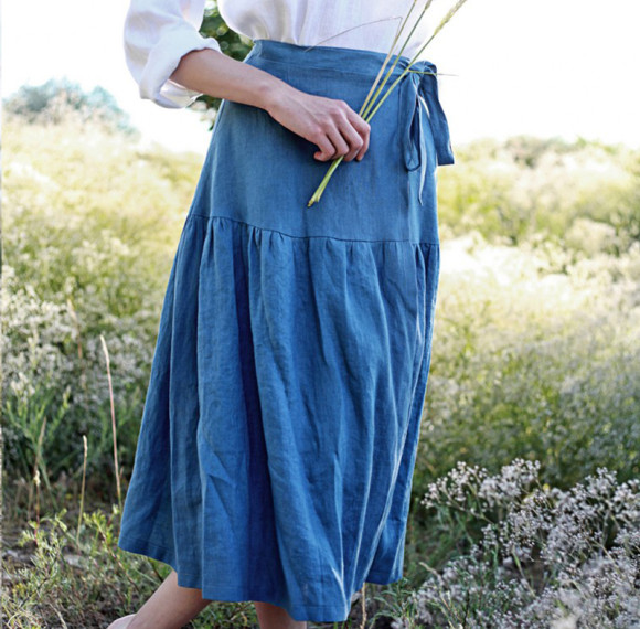 Customized casual linen lace up skirt Manufacturer | Linenwind