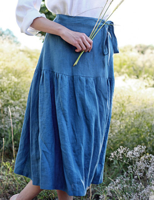 Customized casual linen lace up skirt Manufacturer | Linenwind