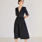 Custom Linen Dress V Neck Puff Sleeves Manufacturer | Linenwind