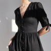 Custom Linen Dress V Neck Puff Sleeves Manufacturer | Linenwind