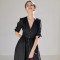 Custom Linen Dress V Neck Puff Sleeves Manufacturer | Linenwind