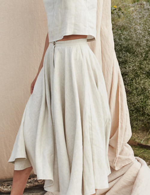 Custom Off White Linen Skirt Manufacturer | Linenwind