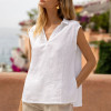 Custom Casual Linen Sleeveless V-Neck Vest Manufacturer | Linenwind