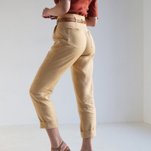 Custom Linen High Rise Slim Fit Cropped Pants Manufacturer | Linenwind