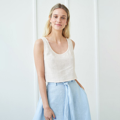 Customized linen sleeveless crew neck vestManufacturer | Linenwind