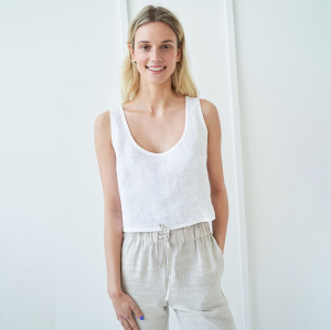 Customized linen sleeveless crew neck vestManufacturer | Linenwind