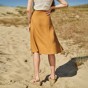 Custom Summer Casual Linen High Waist Button Skirt Manufacturer | Linenwind