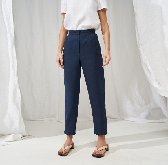 Custom made linen high waisted casual trousers Manufacturer | Linenwind