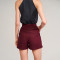 Custom Burgundy Linen High Waist Casual Shorts Manufacturer | Linenwind
