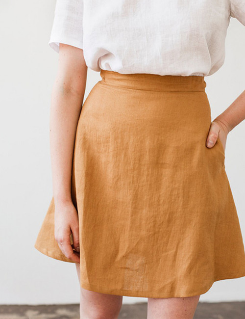 Custom Linen High Waist Short Skirt Manufacturer | Linenwind