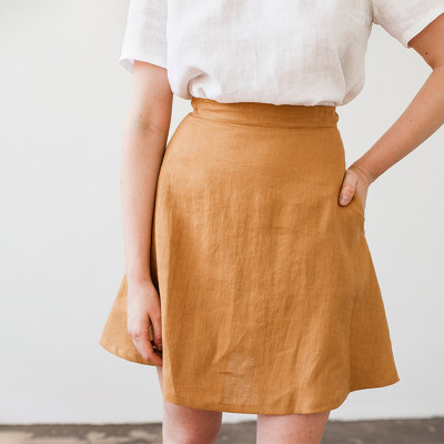 Custom Linen High Waist Short Skirt Manufacturer | Linenwind