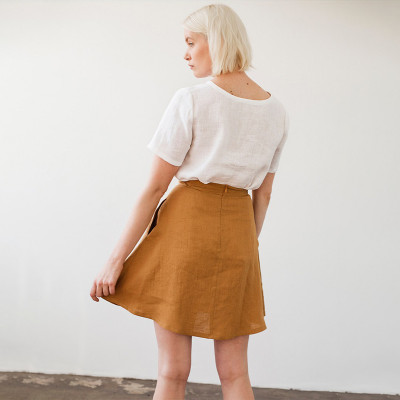 Custom High Waist Linen Mini Skirt Manufacturer | Linenwind