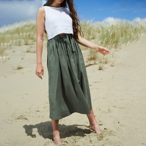 Custom V-neck Linen Crop Vest Manufacturer | Linenwind