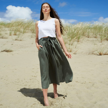 Green Linen Crop Tank Top – Ready-to-Ship Summer Essential