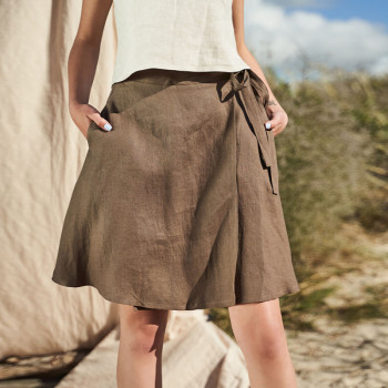 Tailor made Linen Wrap Skirt with Pockets Manufacturer | Linenwind