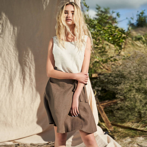 Tailor made Linen Wrap Skirt with Pockets Manufacturer | Linenwind