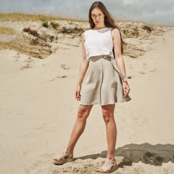 Custom Wrap Pocket Linen Mini Skirt Manufacturer | Linenwind