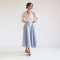 Custom Elegant Light Blue Linen High Waist Skirt Manufacturer | Linenwind
