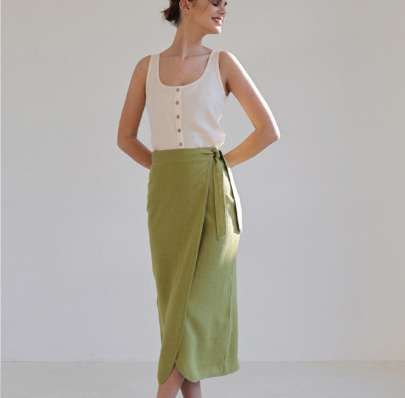 Custom Casual Linen Wrap High Waist Skirt Manufacturer | Linenwind