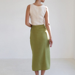 Custom Casual Linen Wrap High Waist Skirt Manufacturer | Linenwind