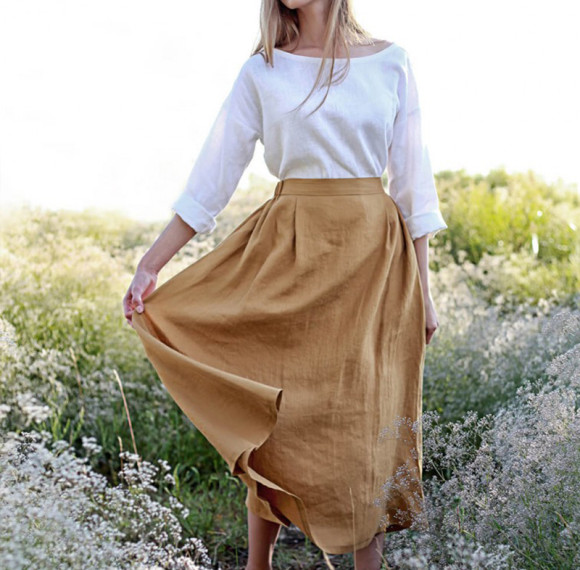 Customized casual linen loose skirt Manufacturer | Linenwind